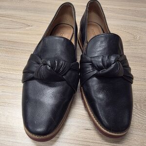Bernardo Black Leather Knot Loafers